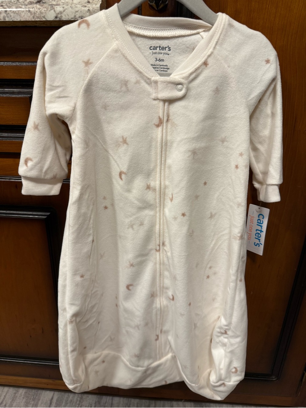Carter's Cream Nighttime Sleep Gown with Moon & Star Motif